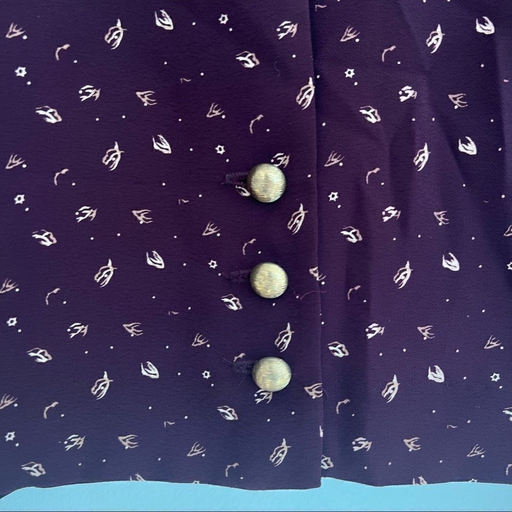 Vintage Purple Patterned Boxy Button Neck Blouse Size 10 P - Picture 6 of 11